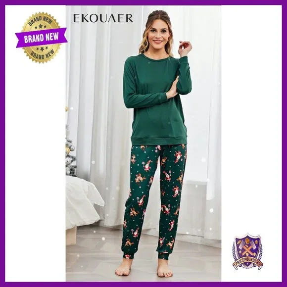 Women's Long Sleeve Pajama Set with Pockets, 2-Pack Polyester Blend